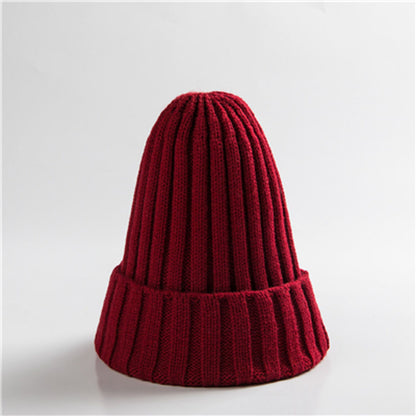 Trendy Knitted Beanie, Solid Color Winter Hat, Warm Ear Protection for Men and Women, Chunky Curl Edge Hood