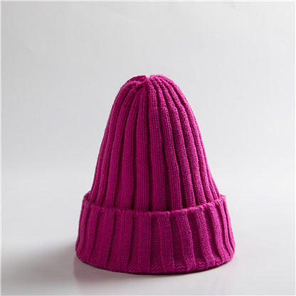 Trendy Knitted Beanie, Solid Color Winter Hat, Warm Ear Protection for Men and Women, Chunky Curl Edge Hood