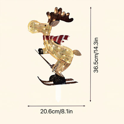 3D Glowing Reindeer Ornaments Glowing Ski Reindeer Ornaments LED Reindeer Lawn Decorations For Chri 5