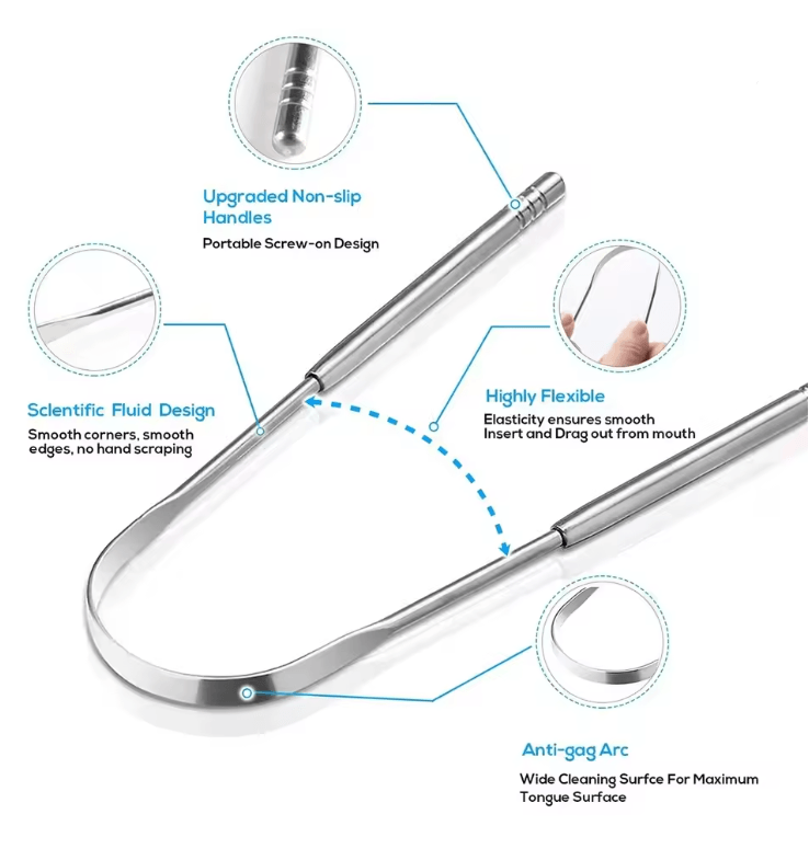 PureSteel Metal Tongue Scraper Cleaner Set 1