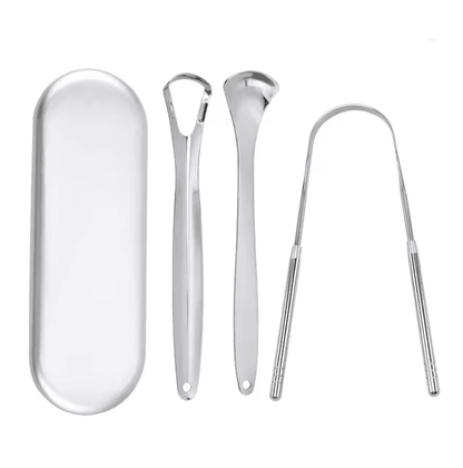 PureSteel Metal Tongue Scraper Cleaner Set 6
