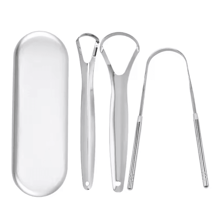 PureSteel Metal Tongue Scraper Cleaner Set