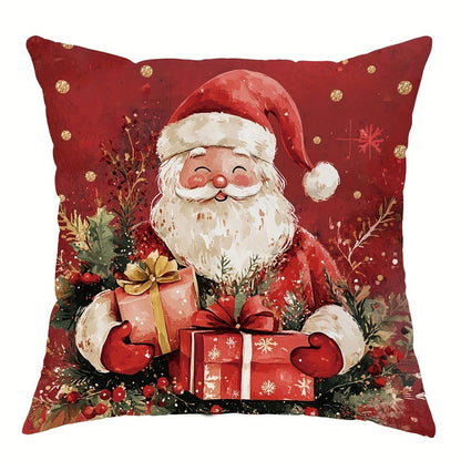Santa Claus and Snowman Pillow Cover, Christmas Decoration Pillowcase, Gift Cushion for Sofa, Room and New Year