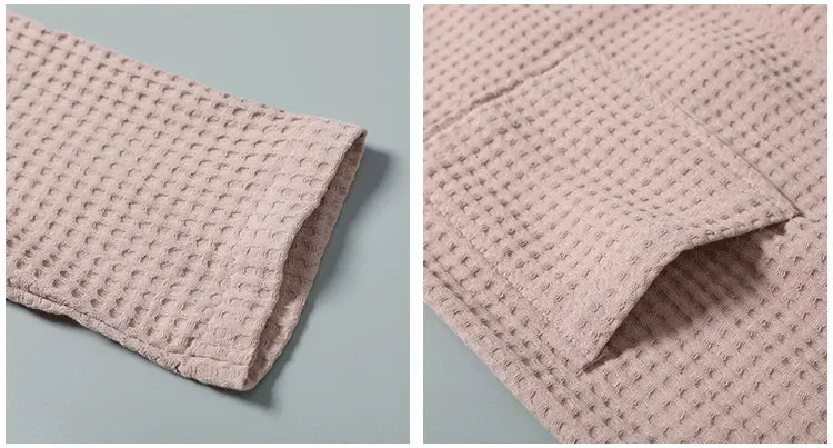 Lightweight Waffle Bathrobe, Cotton Terry Robe for Women and Men, Spring Summer Spa Robe, Long Sleeve Hotel Style Bath