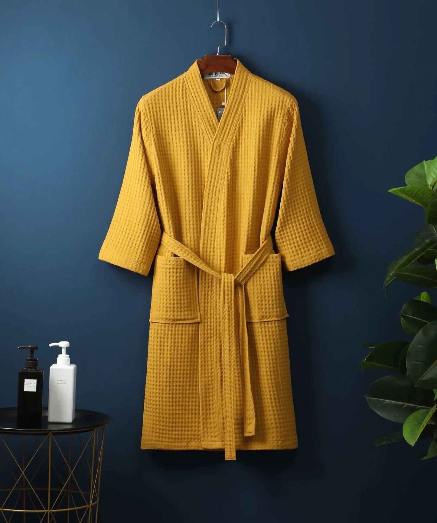 Lightweight Waffle Bathrobe, Cotton Terry Robe for Women and Men, Spring Summer Spa Robe, Long Sleeve Hotel Style Bath