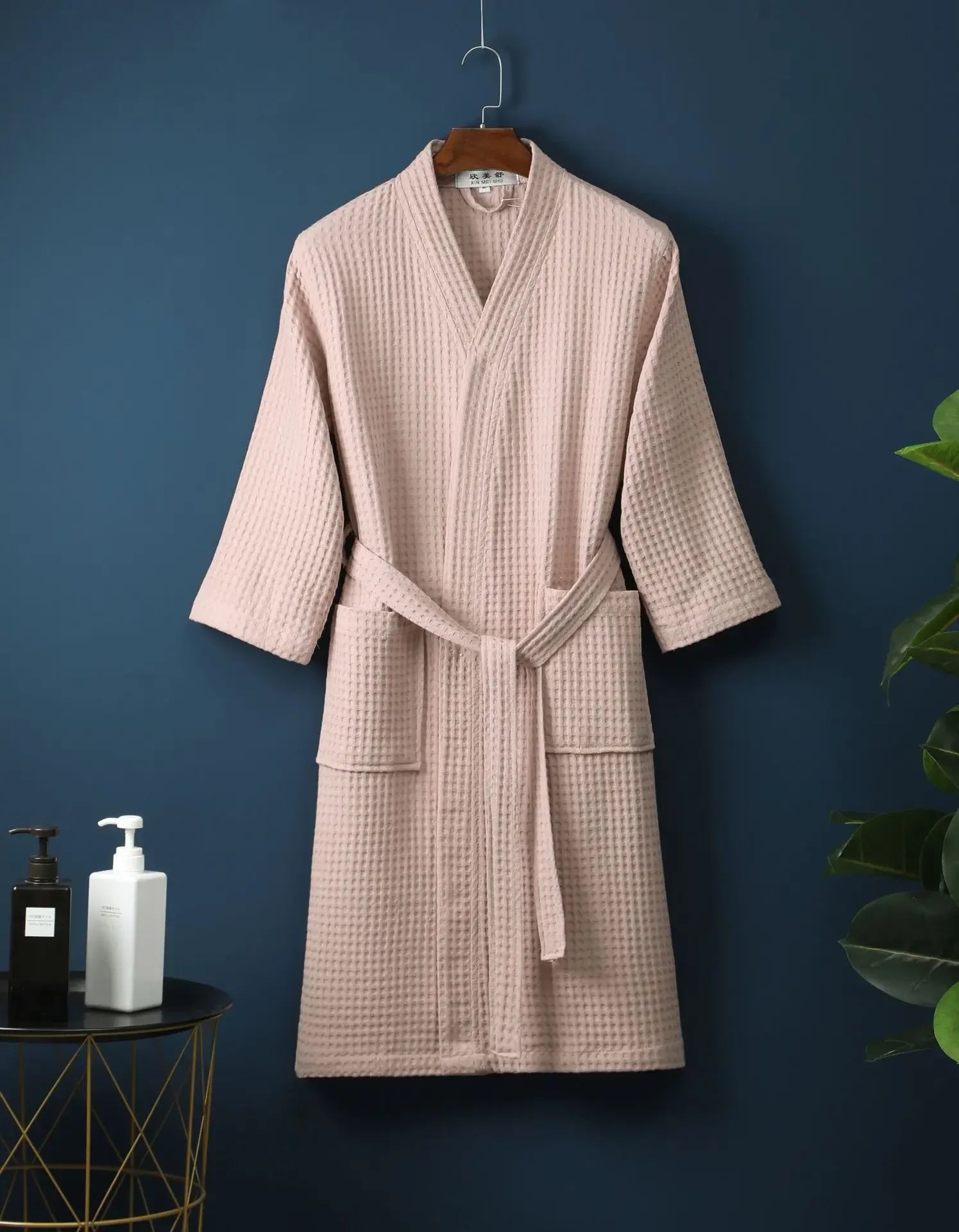 Lightweight Waffle Bathrobe, Cotton Terry Robe for Women and Men, Spring Summer Spa Robe, Long Sleeve Hotel Style Bath