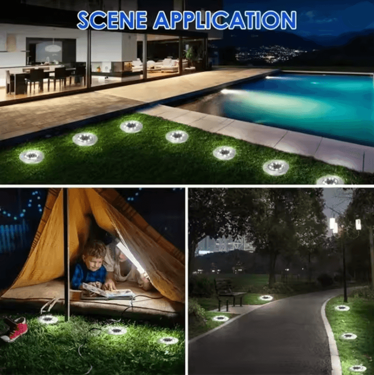SolarGlow Outdoor Disk Lights Set 2