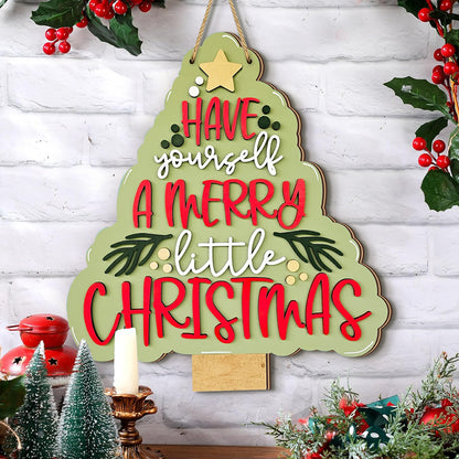 Rustic Hanging Decor for Xmas Tree, Christmas Decorations Wooden Tree Bell