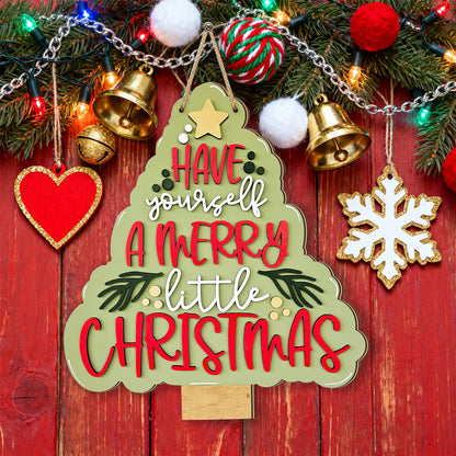 Rustic Hanging Decor For Xmas Tree Christmas Decorations Wooden Tree Bell 1