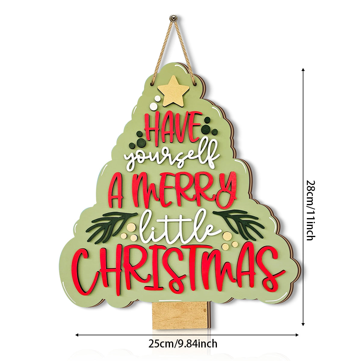 Rustic Hanging Decor For Xmas Tree Christmas Decorations Wooden Tree Bell 4