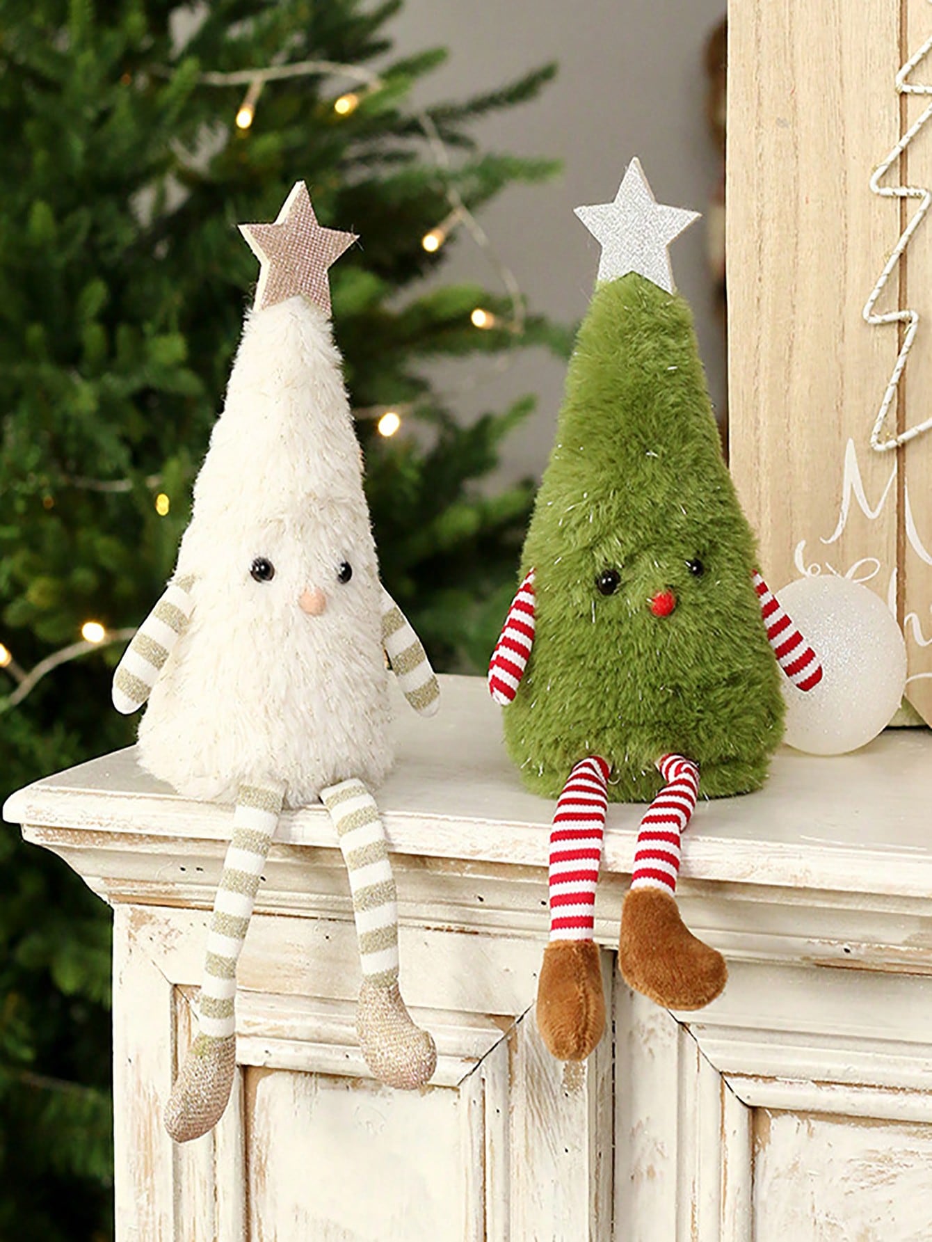 Cute Plush Christmas Decorations, Christmas Tree Doll Ornament, Home Party Decor, Couple Gift Idea, Holiday Plush Doll