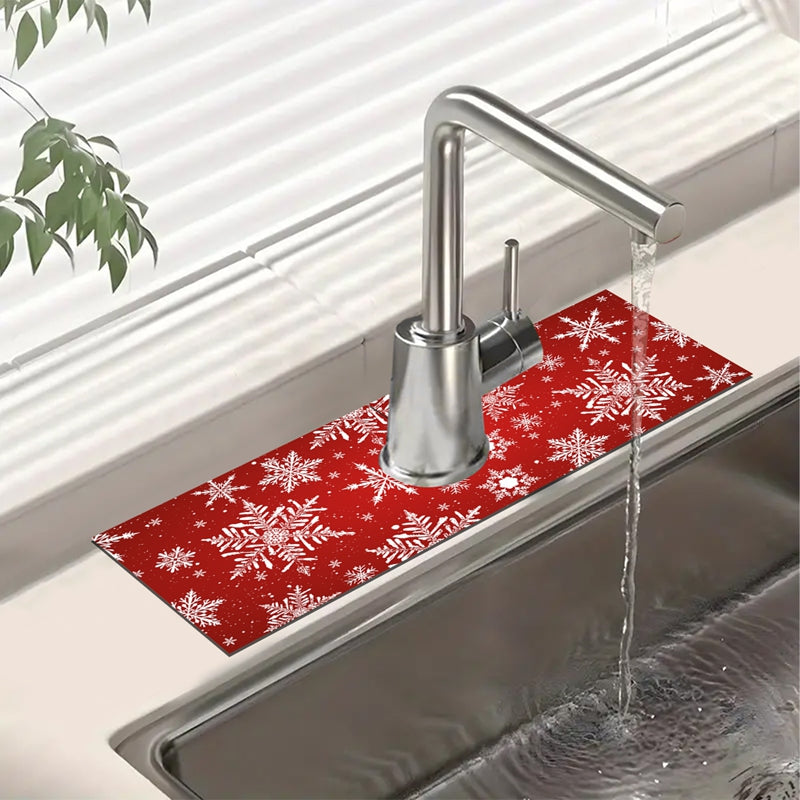 Merry Christmas Kitchen Mat, Absorbent Sink Faucet Mats, Navidad Decorations for Home, Christmas Pendant Ornaments