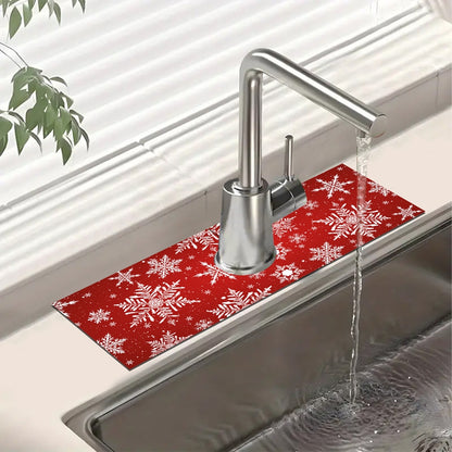 Merry Christmas Kitchen Mat, Absorbent Sink Faucet Mats, Navidad Decorations for Home, Christmas Pendant Ornaments