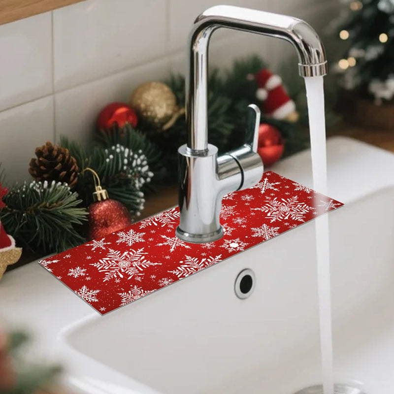 Merry Christmas Kitchen Mat, Absorbent Sink Faucet Mats, Navidad Decorations for Home, Christmas Pendant Ornaments