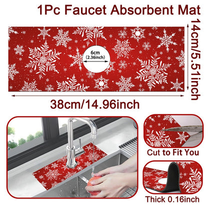 Merry Christmas Kitchen Mat, Absorbent Sink Faucet Mats, Navidad Decorations for Home, Christmas Pendant Ornaments