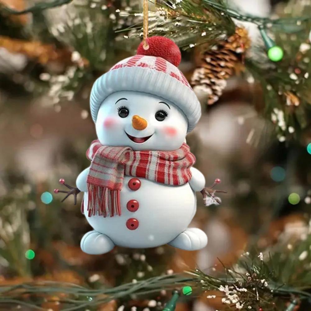 Acrylic Cartoon Snowman Hanging Ornaments Christmas Snowman Pendant Holiday Christmas Tree Hanging  1