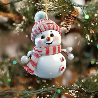 Acrylic Cartoon Snowman Hanging Ornaments Christmas Snowman Pendant Holiday Christmas Tree Hanging  3