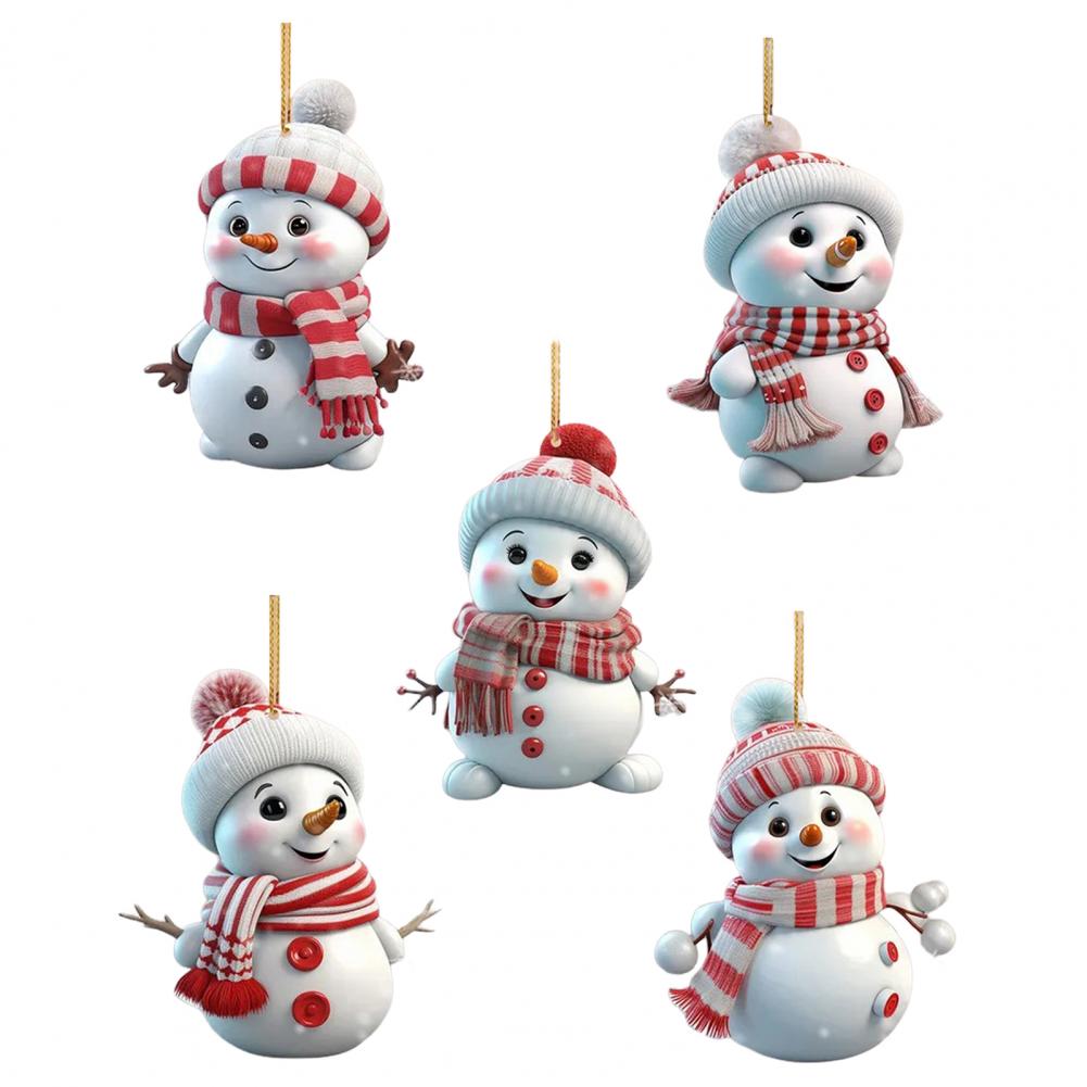 Acrylic Cartoon Snowman Hanging Ornaments Christmas Snowman Pendant Holiday Christmas Tree Hanging  5