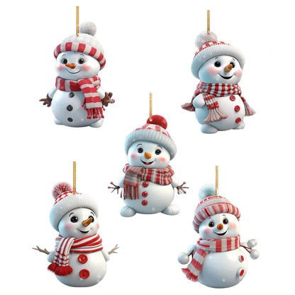Acrylic Cartoon Snowman Hanging Ornaments Christmas Snowman Pendant Holiday Christmas Tree Hanging  5
