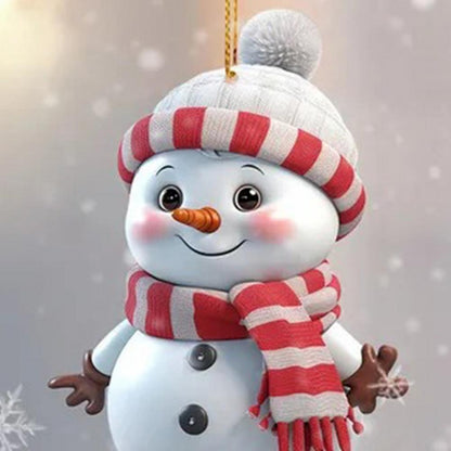 Acrylic Cartoon Snowman Hanging Ornaments Christmas Snowman Pendant Holiday Christmas Tree Hanging  4