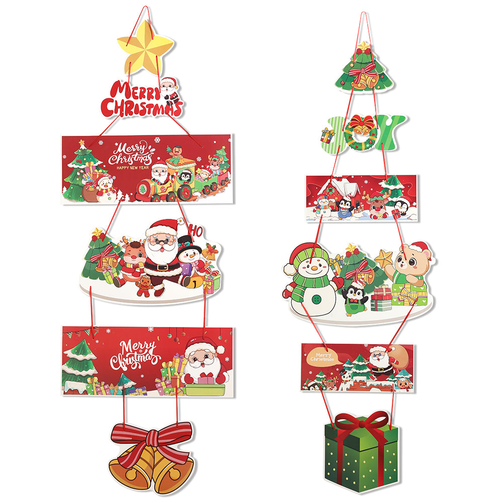 Christmas Decoration Hanging Door Banner, Santa Claus Snowman Pendant, Festive Design for Home Decor Outdoor