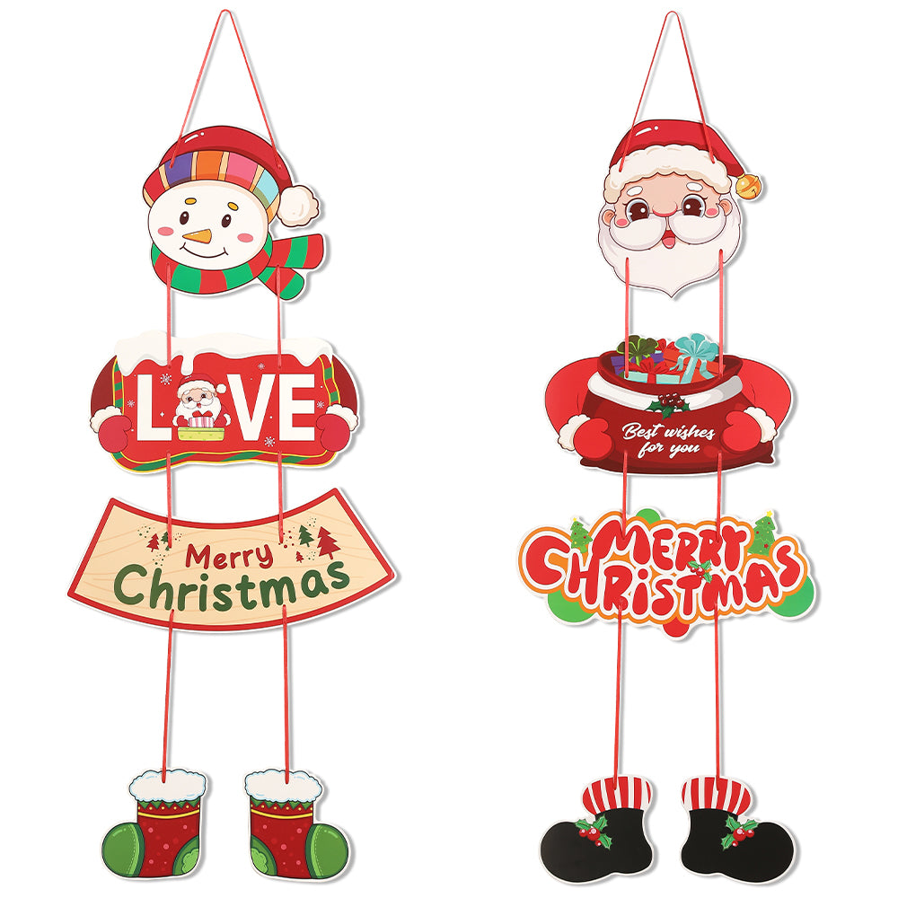 Christmas Decoration Hanging Door Banner, Santa Claus Snowman Pendant, Festive Design for Home Decor Outdoor