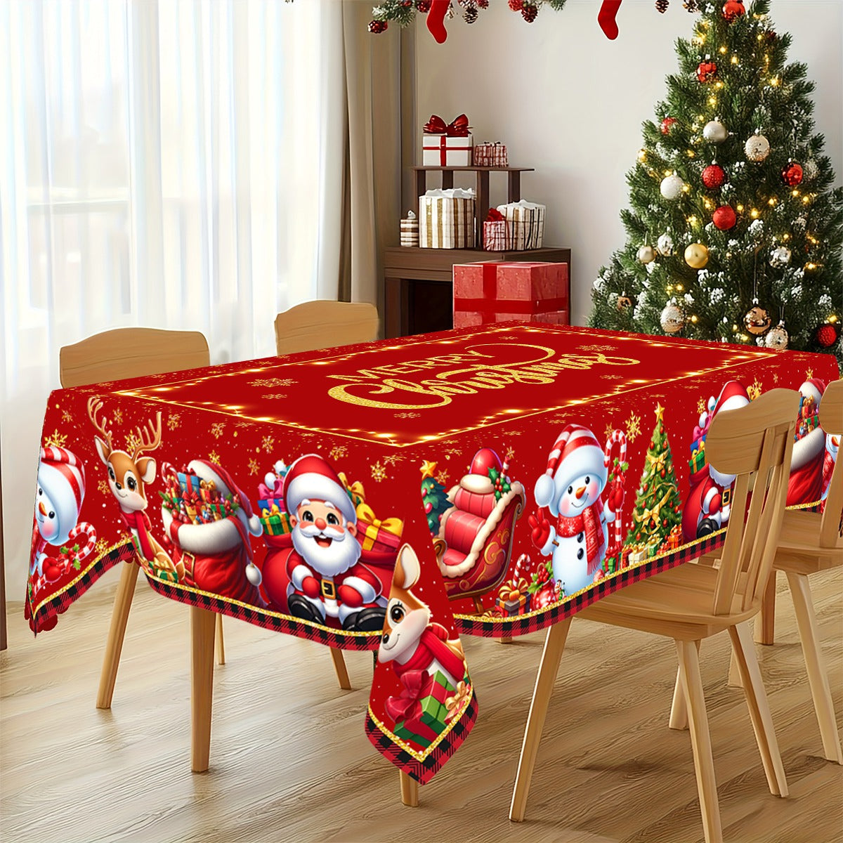 Santa Claus Tablecloth, Christmas Table Decor, Christmas Party Decoration, Navidad Table Cover, Natal and New Year Gift
