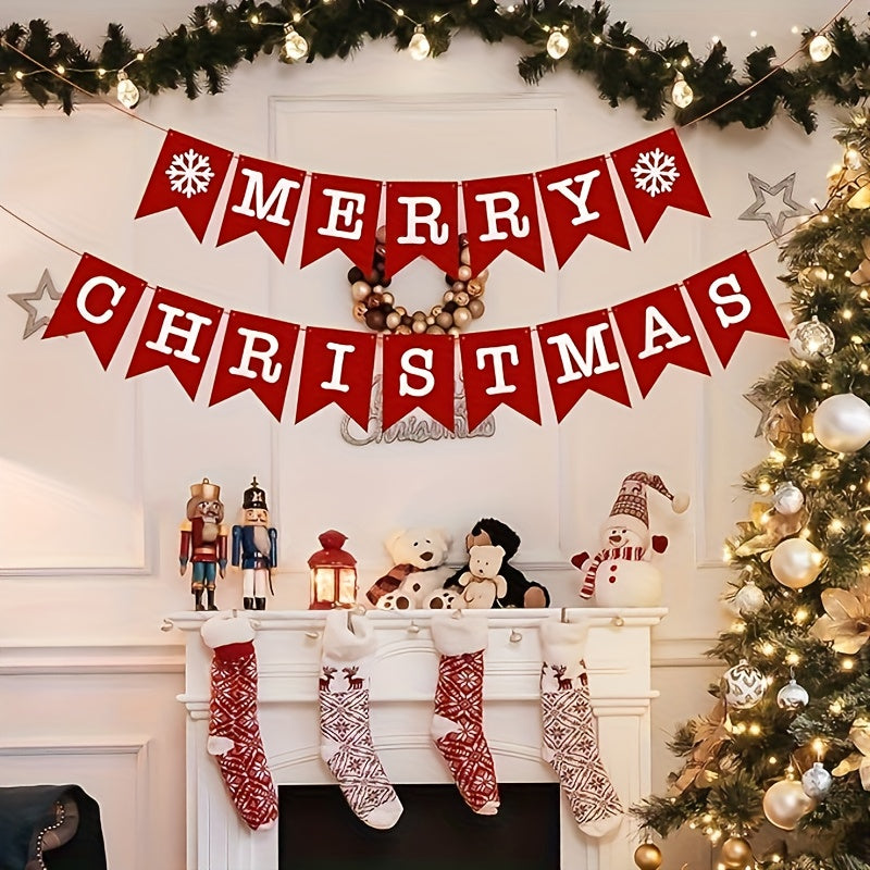 Party Holiday Supplies, Christmas Decoration Flag, Home Decoration, 16 Pieces Non-Woven Flags, Perfect for Christmas