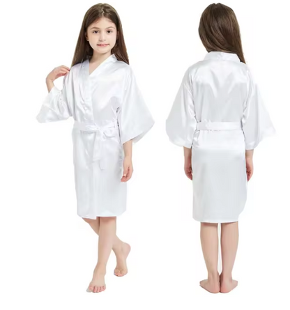 Girls Satin Kimono Robe, Pink Bathrobes for Girls Nightwear, Kids Sleepwear for Summer, Wedding and Spa Party Dress