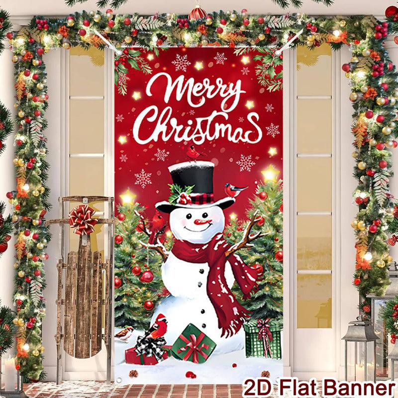 Christmas Porch Door Banner, Merry Christmas Hanging Ornament, Navidad Noel Home Flag, Holiday Decoration, New Year Gift