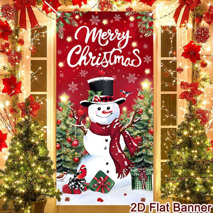 Christmas Porch Door Banner, Merry Christmas Hanging Ornament, Navidad Noel Home Flag, Holiday Decoration, New Year Gift