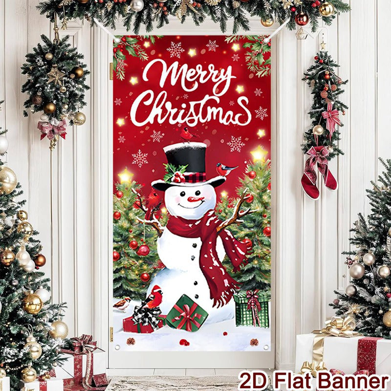 Christmas Porch Door Banner, Merry Christmas Hanging Ornament, Navidad Noel Home Flag, Holiday Decoration, New Year Gift
