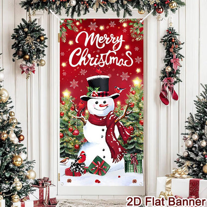 Christmas Porch Door Banner, Merry Christmas Hanging Ornament, Navidad Noel Home Flag, Holiday Decoration, New Year Gift