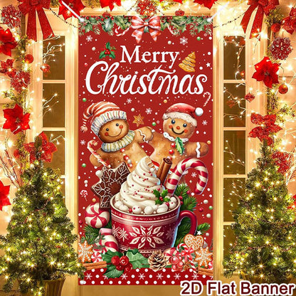 Christmas Porch Door Banner, Merry Christmas Hanging Ornament, Navidad Noel Home Flag, Holiday Decoration, New Year Gift