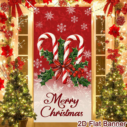 Christmas Porch Door Banner, Merry Christmas Hanging Ornament, Navidad Noel Home Flag, Holiday Decoration, New Year Gift