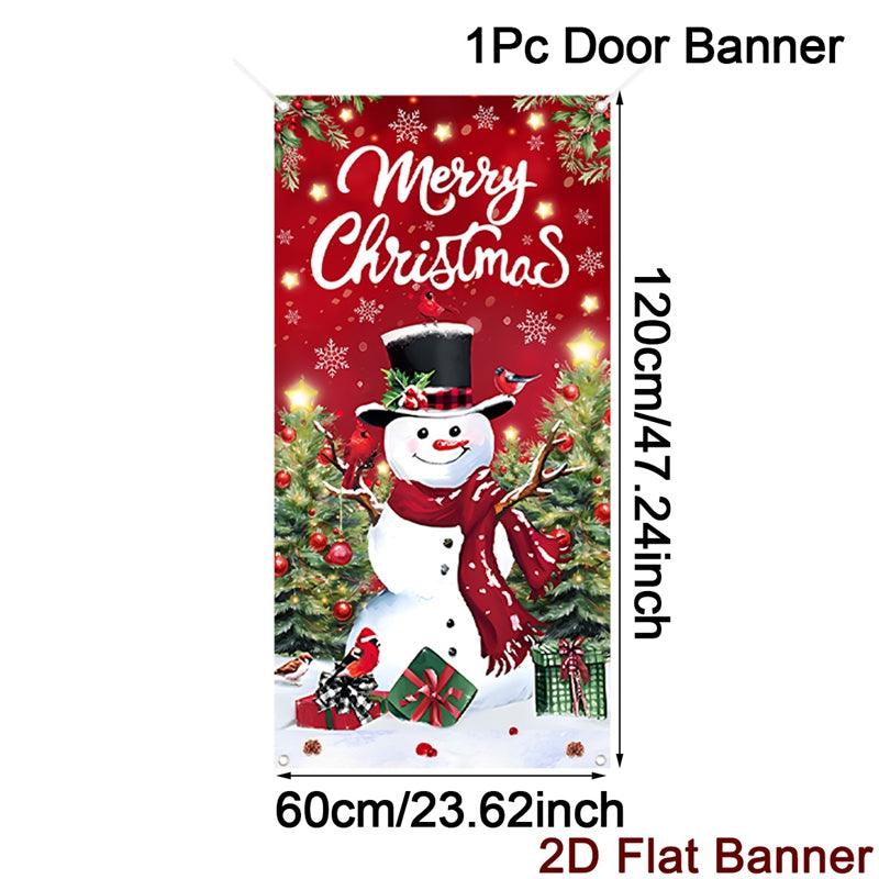 Christmas Porch Door Banner, Merry Christmas Hanging Ornament, Navidad Noel Home Flag, Holiday Decoration, New Year Gift