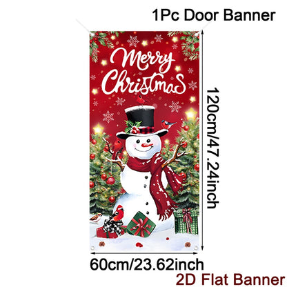 Christmas Porch Door Banner, Merry Christmas Hanging Ornament, Navidad Noel Home Flag, Holiday Decoration, New Year Gift