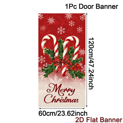Christmas Porch Door Banner, Merry Christmas Hanging Ornament, Navidad Noel Home Flag, Holiday Decoration, New Year Gift