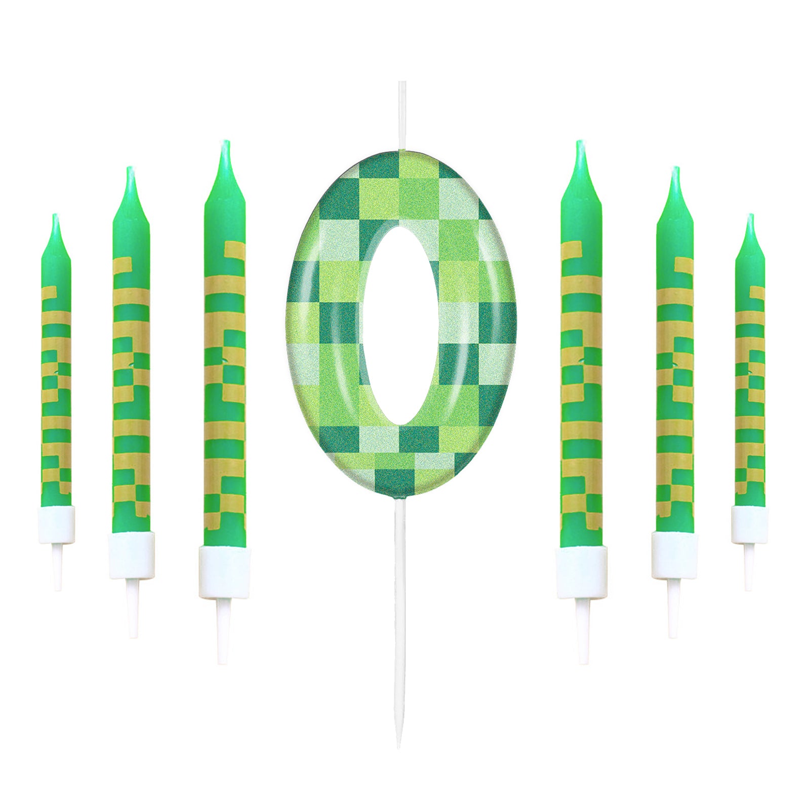 Pixel Theme Birthday Candles Green My World Cake Toppers Video Game Party Decoration Digital Number 12