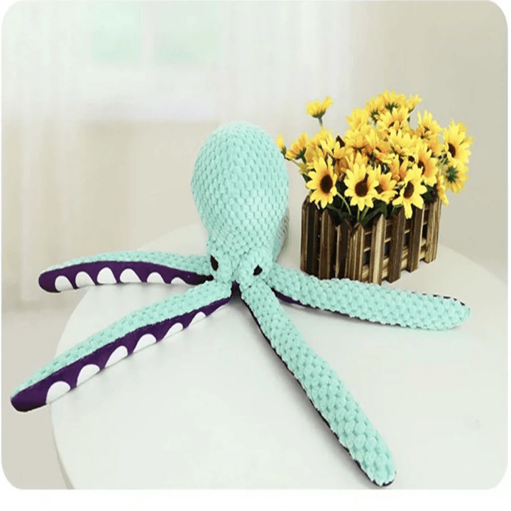 SnugglePup Plush Octopus Interactive Dog Toy With Squeaker Sound 1