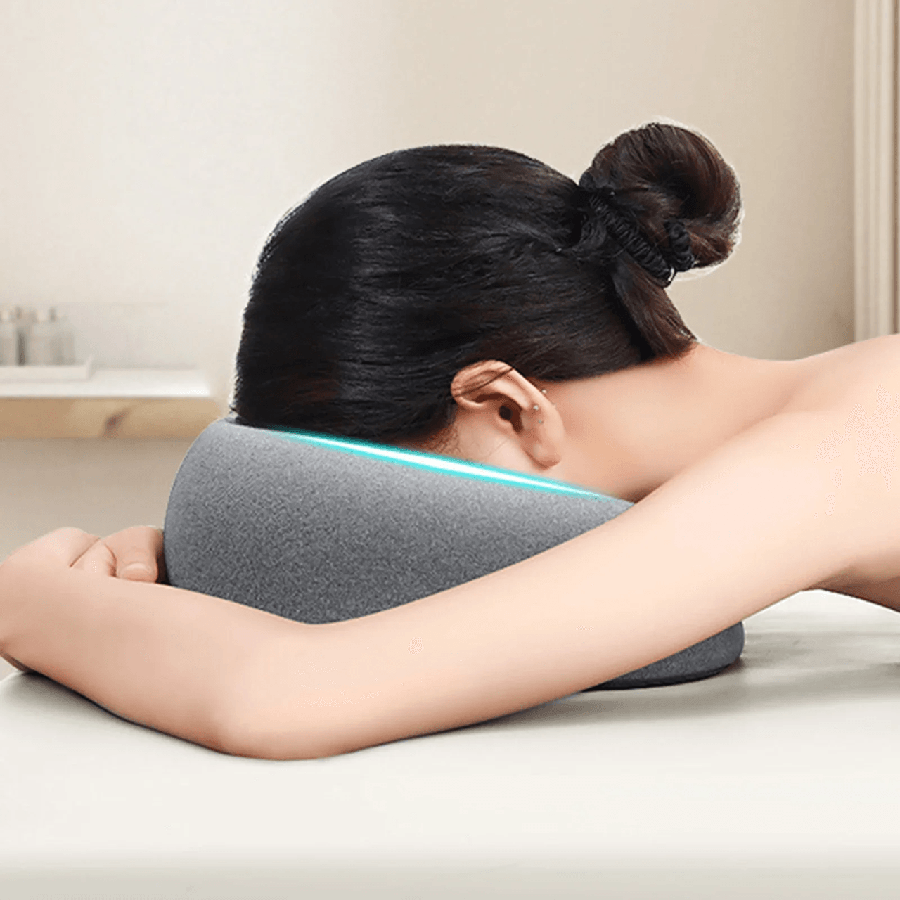 RestEase Memory Foam Face Down Pillow for Desk Naps and Massage Comfort