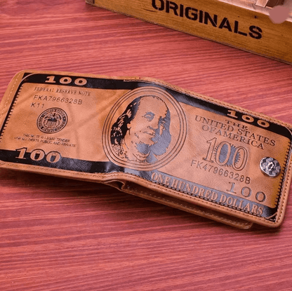 CashLux Mens Leather Wallet With Zipper And Dollar Pattern Design 1