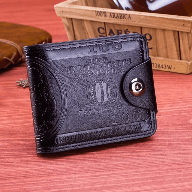 CashLux Mens Leather Wallet With Zipper And Dollar Pattern Design 2