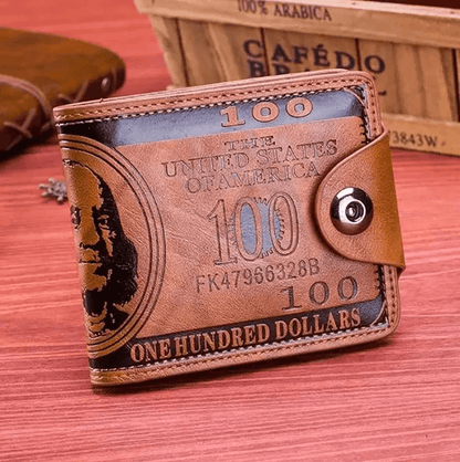 CashLux Mens Leather Wallet With Zipper And Dollar Pattern Design 3