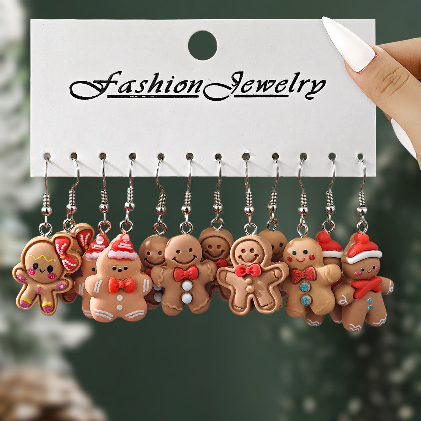 New Christmas Gift Jewelry, Resin Dangle Earrings, Cute Cartoon Gingerbread, Santa, Penguin, Christmas Tree for Women