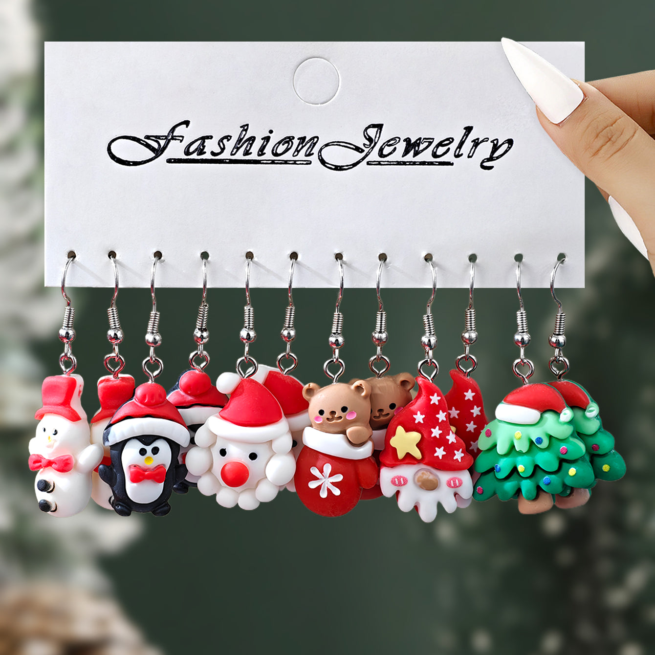 New Christmas Gift Jewelry, Resin Dangle Earrings, Cute Cartoon Gingerbread, Santa, Penguin, Christmas Tree for Women