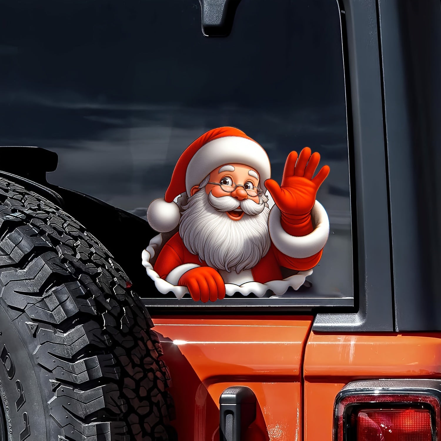 Self-Adhesive Decorative Sticker, Santa Claus Waving, Christmas PVC Car and Window Vinyl
