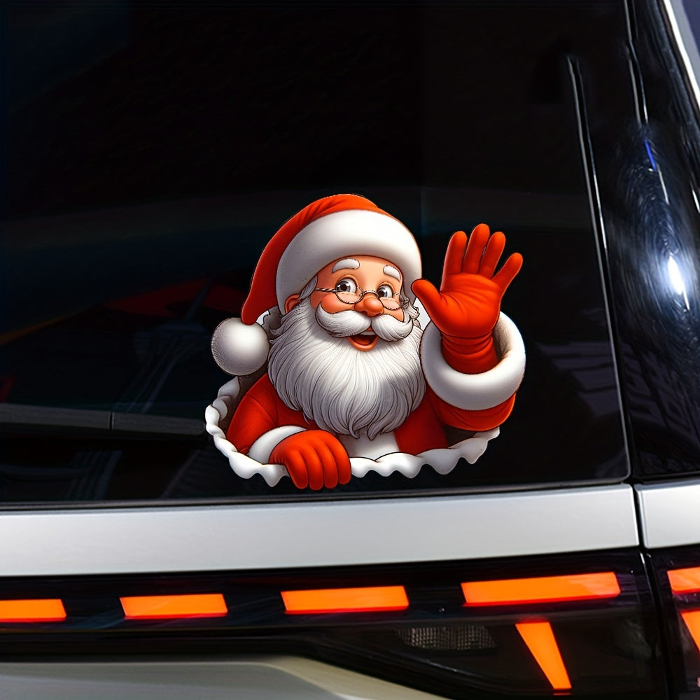 Self-Adhesive Decorative Sticker, Santa Claus Waving, Christmas PVC Car and Window Vinyl