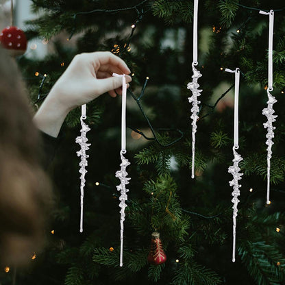 Christmas Decorative Pendants, Acrylic Threaded Ice Cone, Arrangement Cone And Bar Set, Simulated Ice Bars