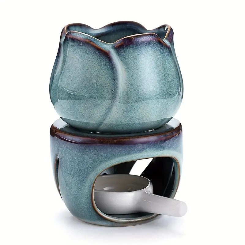 Tulip Shaped Ceramic Wax Warmer Aromatherapy Diffuser Set Candle Holder 4
